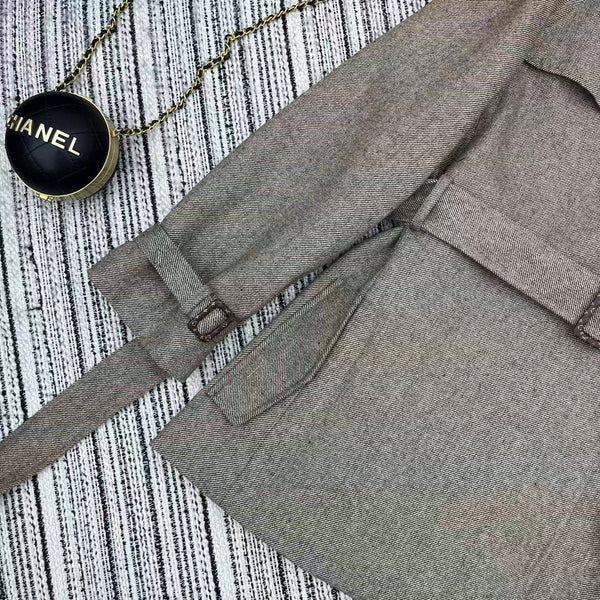 LV 25F Lapel Windbreaker Style Suit Jacket Gray Wool 311589