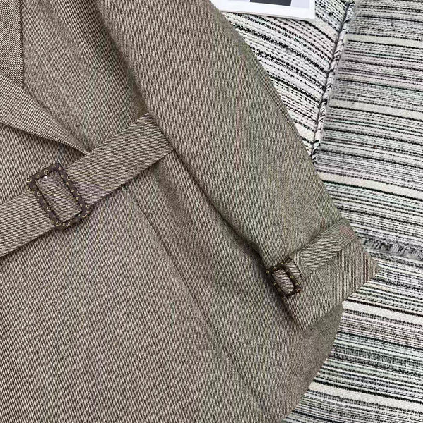 LV 25F Lapel Windbreaker Style Suit Jacket Gray Wool 311589