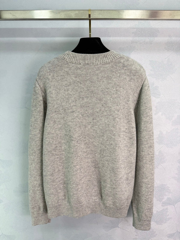 LV 25F Long-Sleeved Pullover Sweater Gray Wool 308067