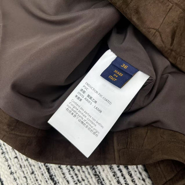 LV 25FW Crocodile Pattern Suede Lapel Jacket Dark Brown 302353