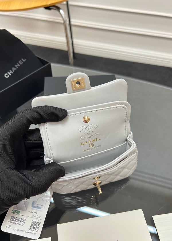 CC 25A Super Mini Bag 12.5cm Light Gray Lambskin