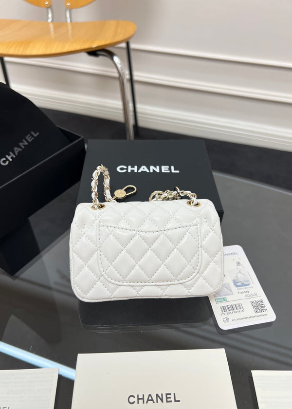 CC 25A Super Mini Bag 12.5cm White Lambskin