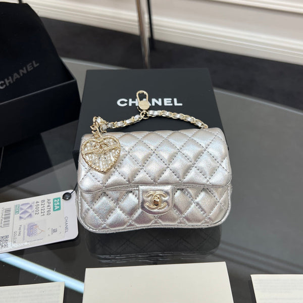 CC 25A Super Mini Bag 12.5cm Silver Lambskin