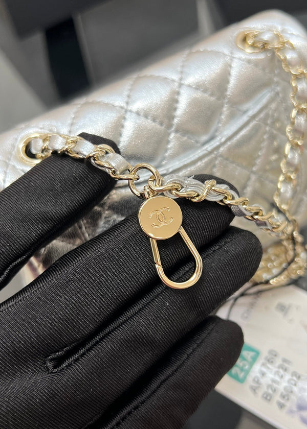 CC 25A Super Mini Bag 12.5cm Silver Lambskin