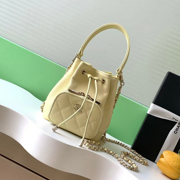 CC 22B Mini Chain 12.5cm Buckle Bag Yellow Calfskin