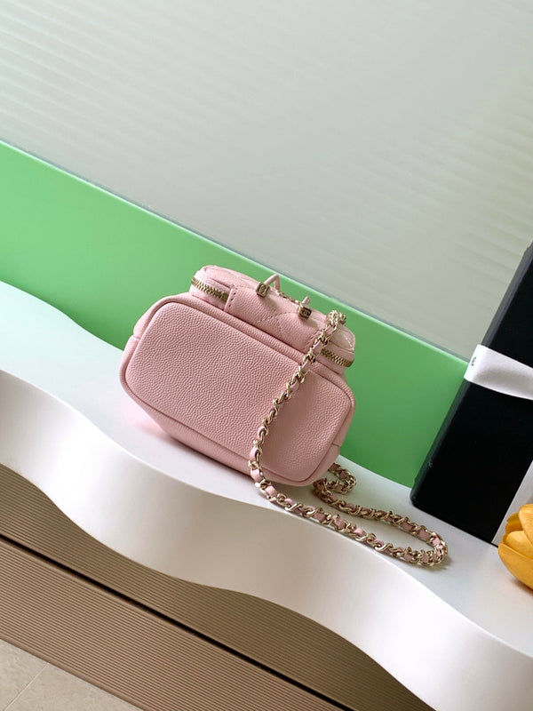CC 22B Mini Chain 12.5cm Buckle Bag Pink Calfskin