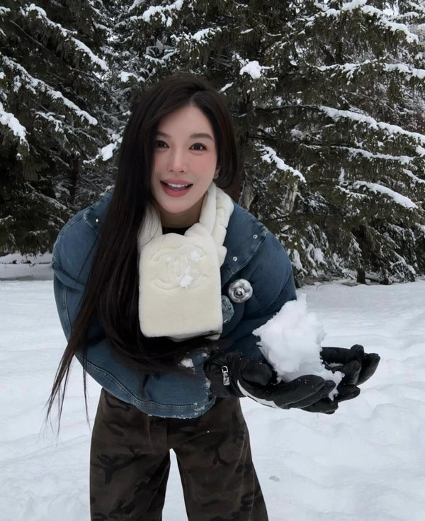 CC 24AW Jennie Denim Down Jacket With Camellias