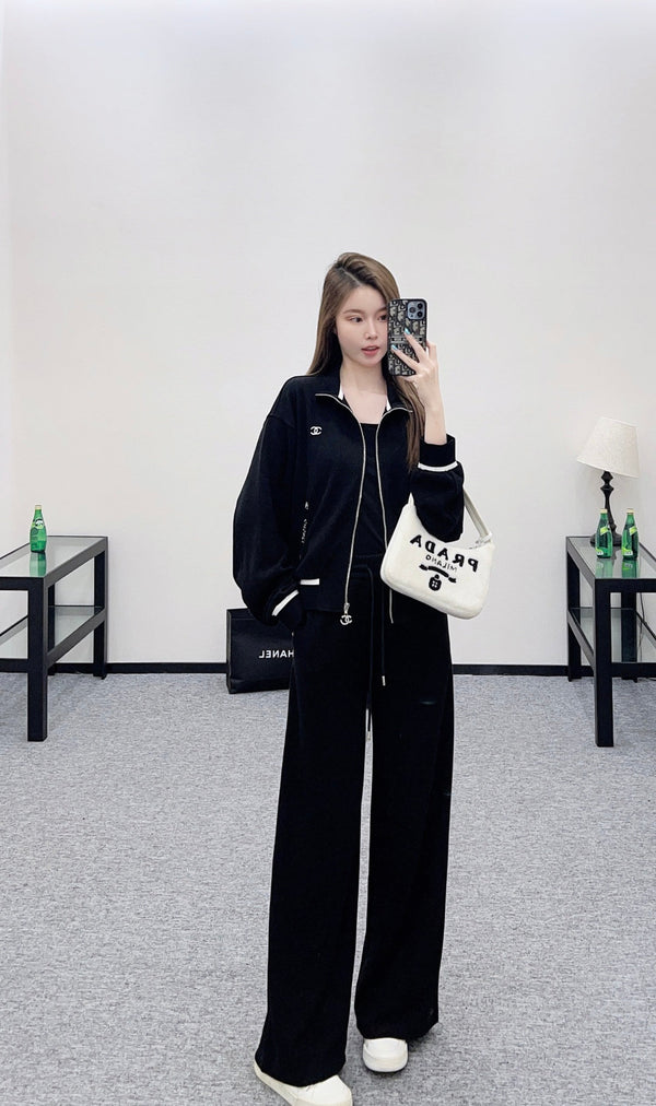 CC 25 Jacket and Pants Set Black Viscose and Polyester