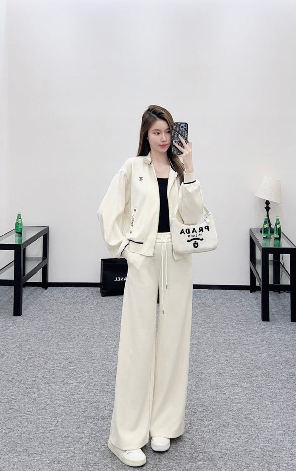 CC 25 Jacket and Pants Set White Viscose and Polyester