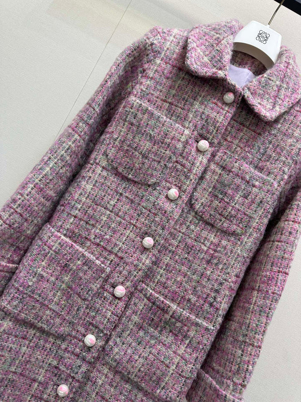 CC 25B Pink Tweed Long Coat