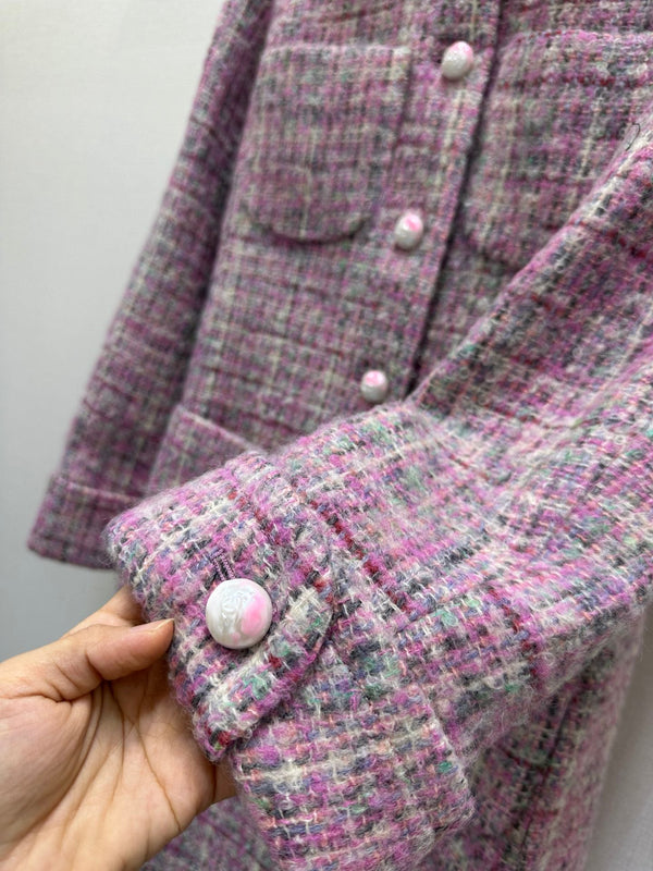 CC 25B Pink Tweed Long Coat