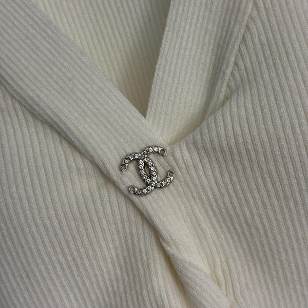 CC Diamond Logo Embellished Deep V-neck Knitted Vest