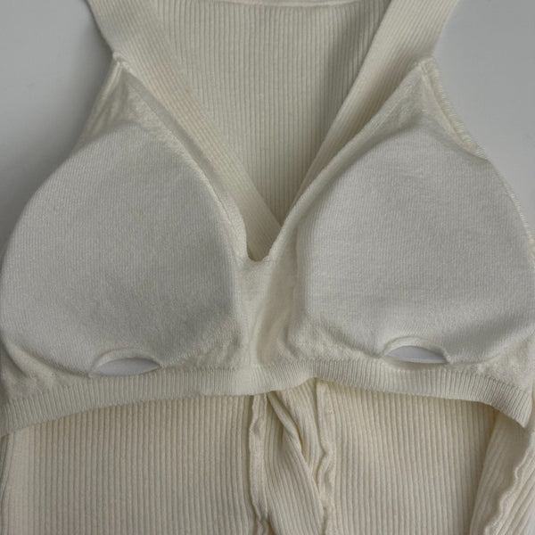 CC Diamond Logo Embellished Deep V-neck Knitted Vest