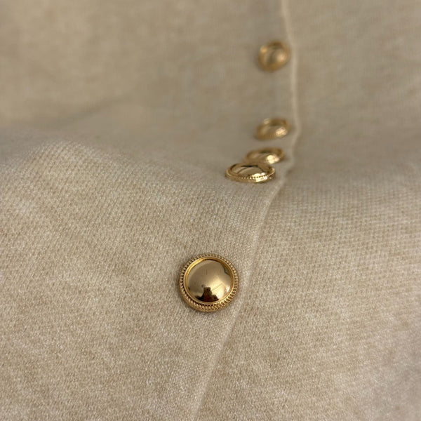 CC Bow Single-Breasted Round Neck Long-Sleeved Knit Cardigan