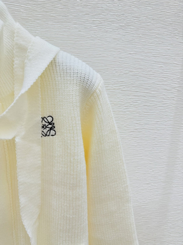 Loewe Solid Turtleneck Wool Knit Long-Sleeved Cardigan