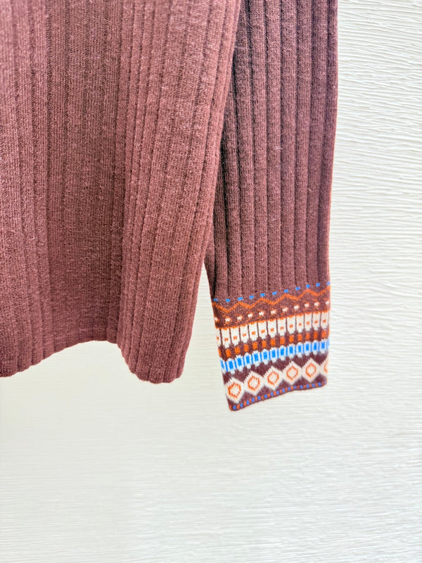 Loewe Hooded Contrast Striped Knit Wool Cashmere Long Sleeve Top