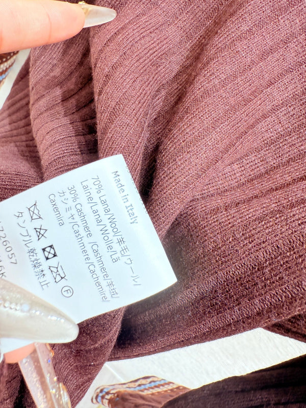 Loewe Hooded Contrast Striped Knit Wool Cashmere Long Sleeve Top