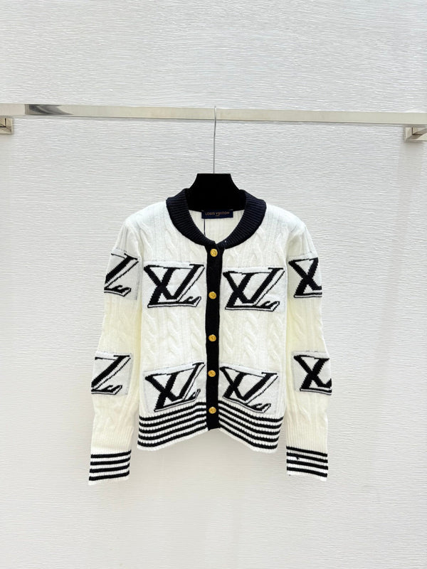 LV 25FW Contrast Color Striped Crewneck Knit Long Sleeve Wool Sweater