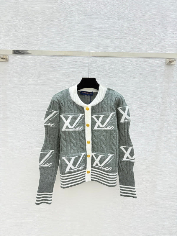 LV 25FW Contrast Color Striped Crewneck Knit Long Sleeve Wool Sweater