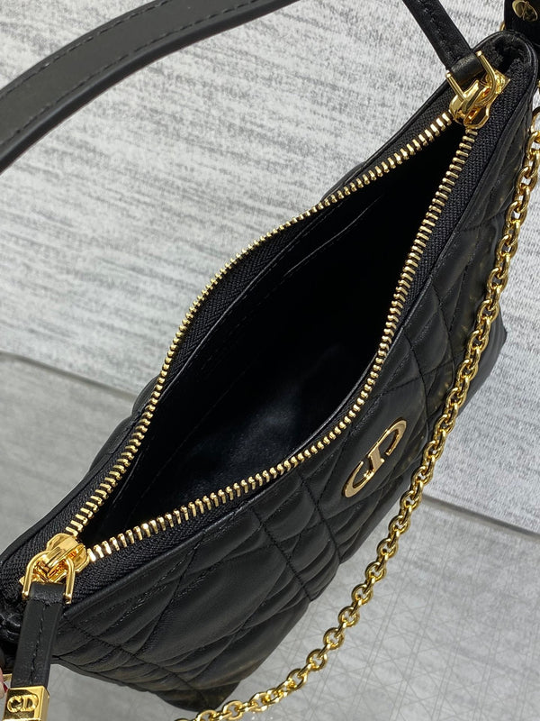 CD Shoulder Bag 19cm black lambskin GHW