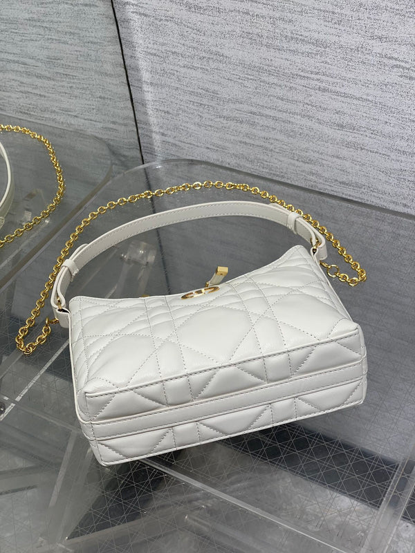 CD Shoulder Bag 19cm white lambskin GHW