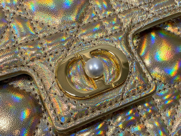 CD Pearl Chain Bag Laser Gold 21cm Lambskin