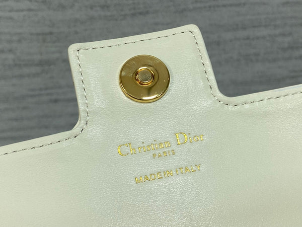 CD Pearl Chain Bag White 21cm Lambskin