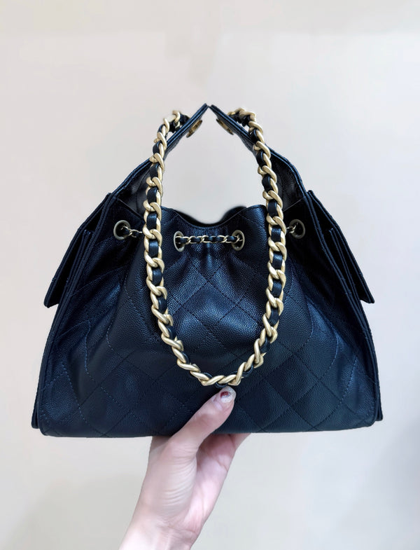 CC 25S Hobo Bag 25cm Black Calfskin