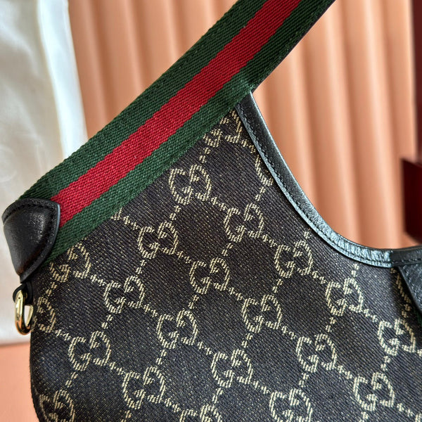 GG Giglio 26 Detachable Clutch Tote Bag 25cm Black Canvas Light Gold Hardware