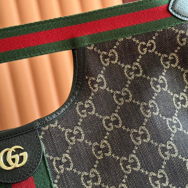 GG Giglio Detachable Clutch 35cm Black Canvas Light Gold Hardware