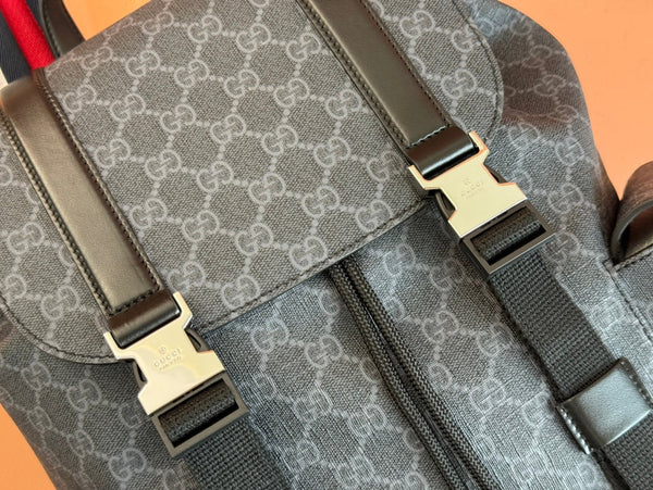 GG Side Pocket Backpack Black Supreme Canvas