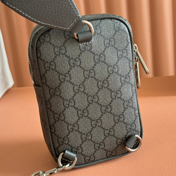GG Ophidia GG Mini Handbag 12cm Dark Grey Supreme Canvas