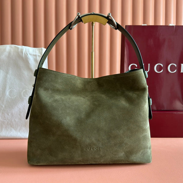 GG 25FW Beatrix Handbag 35cm Moss Green Suede SHW