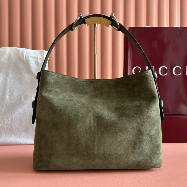 GG 25FW Beatrix Handbag 35cm Moss Green Suede SHW