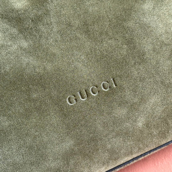GG 25FW Beatrix Handbag 35cm Moss Green Suede SHW