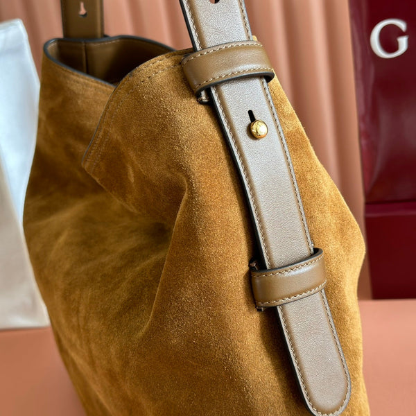 GG 25FW Beatrix Handbag 40cm Brown Suede GHW