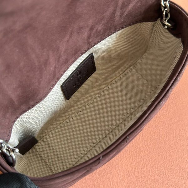 GG Marmont Double-G 16.5cm Matte Brown Suede