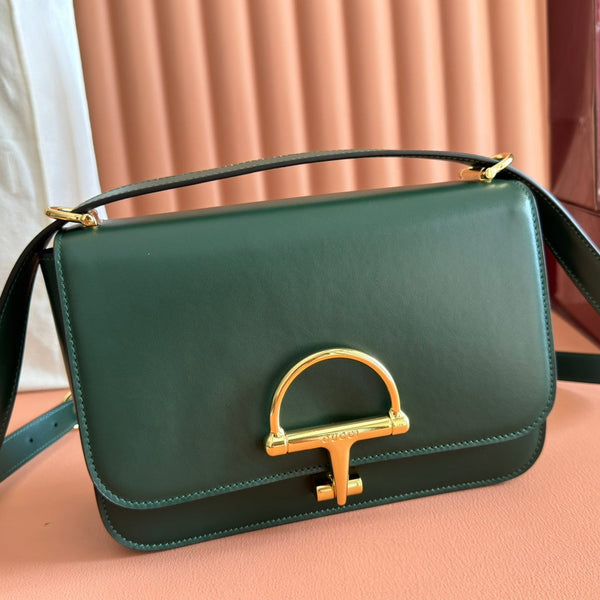 GG 25FW Siena Small Shoulder Bag 23cm Dark Green Calfskin GHW