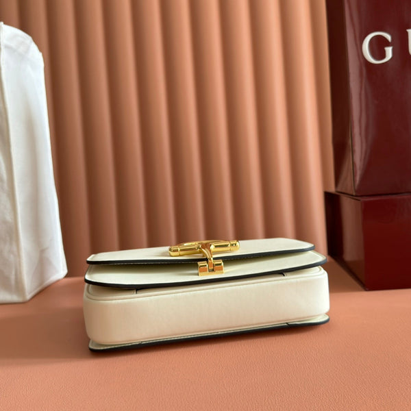 GG 25FW Siena Small Shoulder Bag 23cm White Calfskin GHW