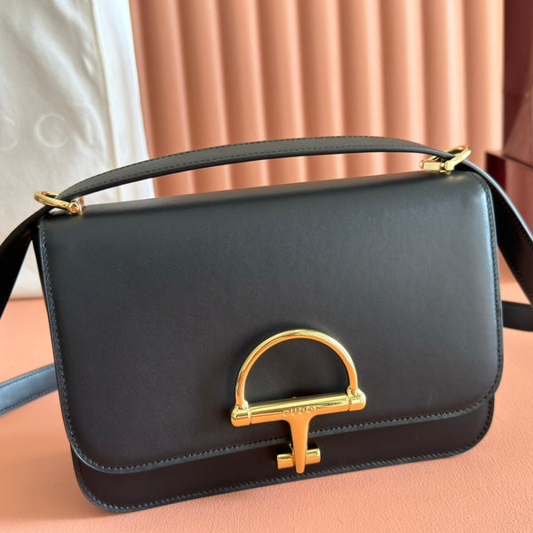GG 25FW Siena Small Shoulder Bag 23cm Black Calfskin GHW