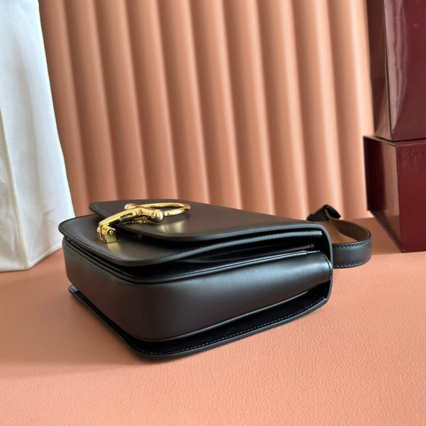 GG 25FW Siena Small Shoulder Bag 23cm Black Calfskin GHW