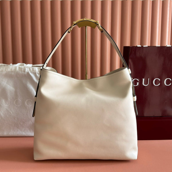 GG 25FW Beatrix Handbag 40cm White Calfskin GHW