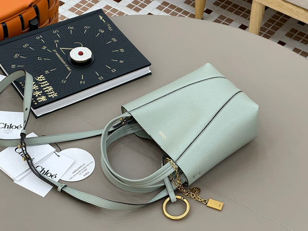 Chloe Spin Tote Bag Small 18cm Light Blue Calfskin 272311