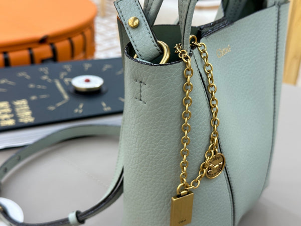 Chloe Spin Tote Bag Small 18cm Light Blue Calfskin 272311