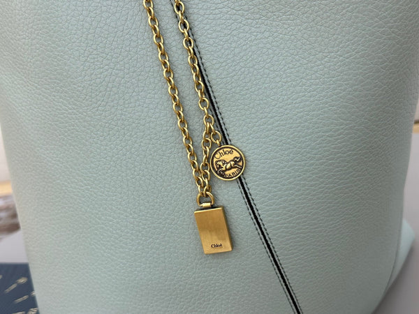 Chloe Spin Tote Bag Large 35cm Light Blue Calfskin 272307