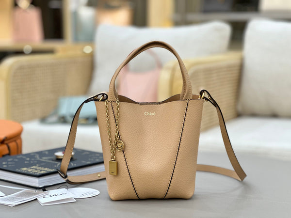 Chloe Spin Tote Bag Small 18cm Beige Calfskin 272304
