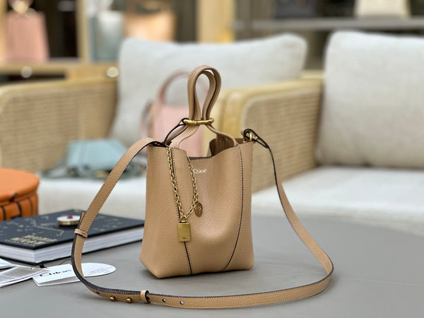 Chloe Spin Tote Bag Small 18cm Beige Calfskin 272304