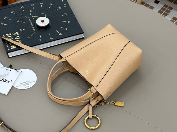 Chloe Spin Tote Bag Small 18cm Beige Calfskin 272304