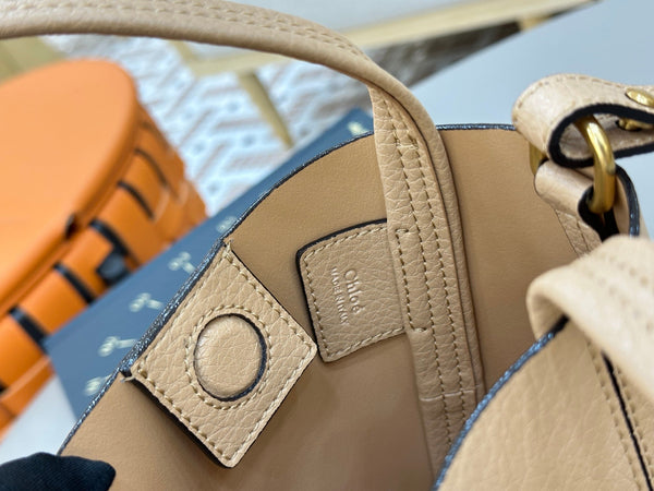 Chloe Spin Tote Bag Small 18cm Beige Calfskin 272304