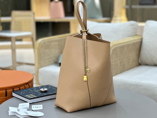 Chloe Spin Tote Bag Large 35cm Beige Calfskin 272300